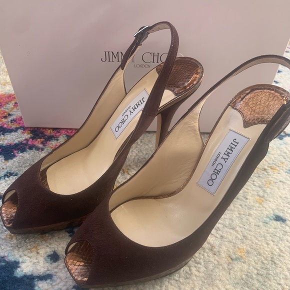 Jimmy Choo Shoes - 𝐉𝐈𝐌𝐌𝐘 𝐂𝐇𝐎𝐎 🥂 Suede Platform Heels with Box!